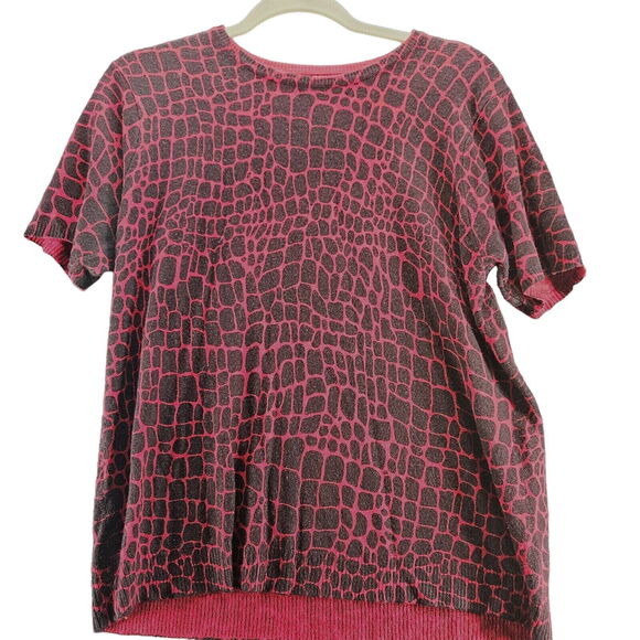 Sag Harbor Womens Top Multi-Color Size Medium 100% Acrylic Short Sleeve Pullover - Picture 1 of 12